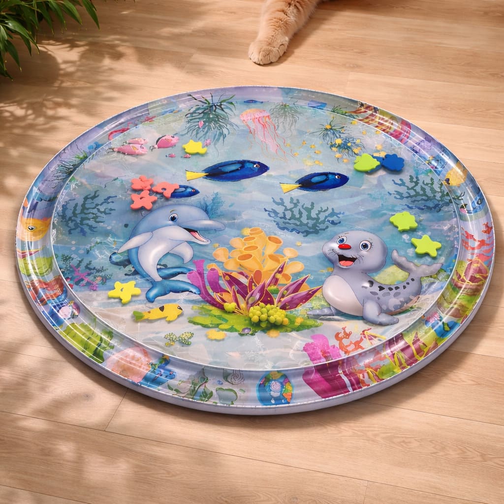 AquaPaw Claw-Resistant Water Mat — cat engaging with moving water surface